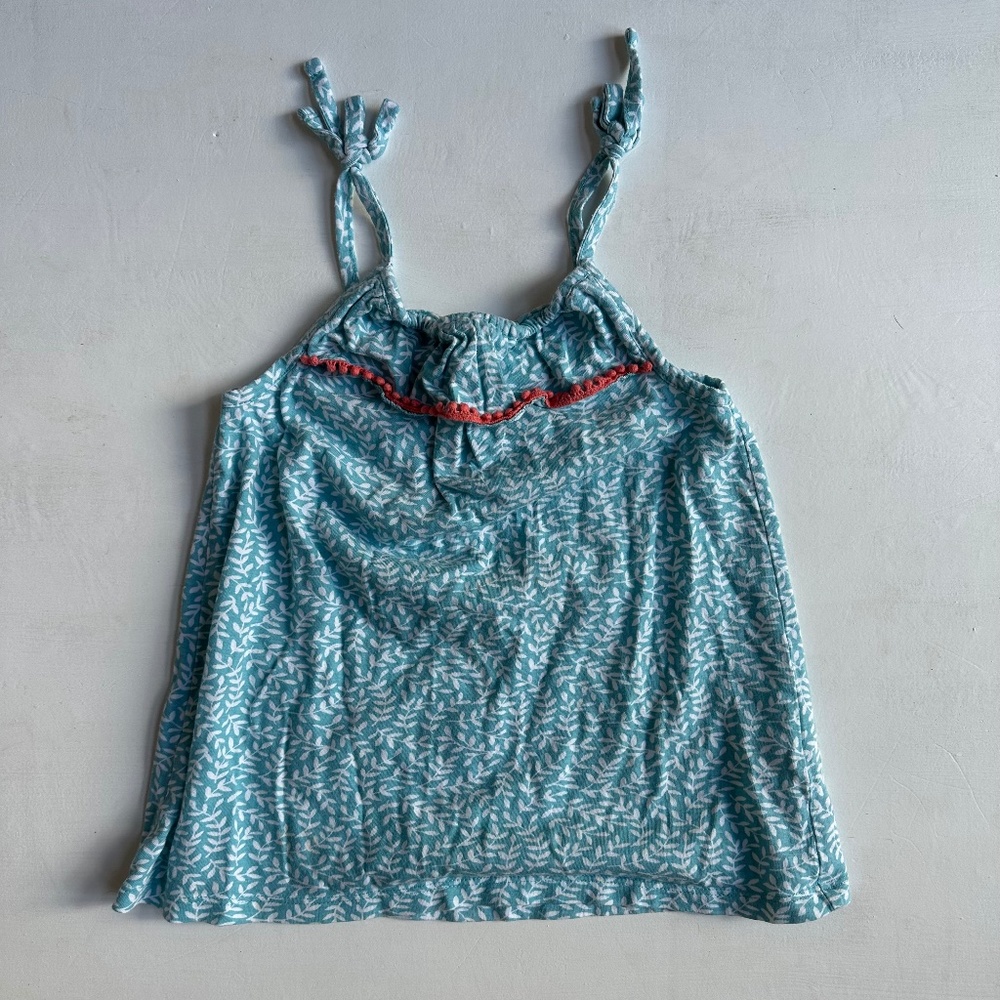 Mini Boden Blue Floral Tie Strap Tank Top 6-7Y